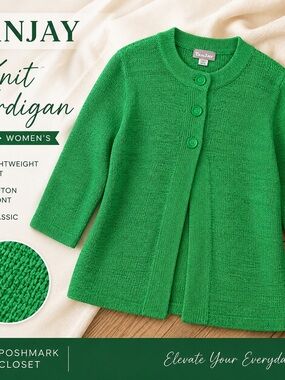 Tanjay Women’s Green Lightweight Knit Cardigan Sweater Size M